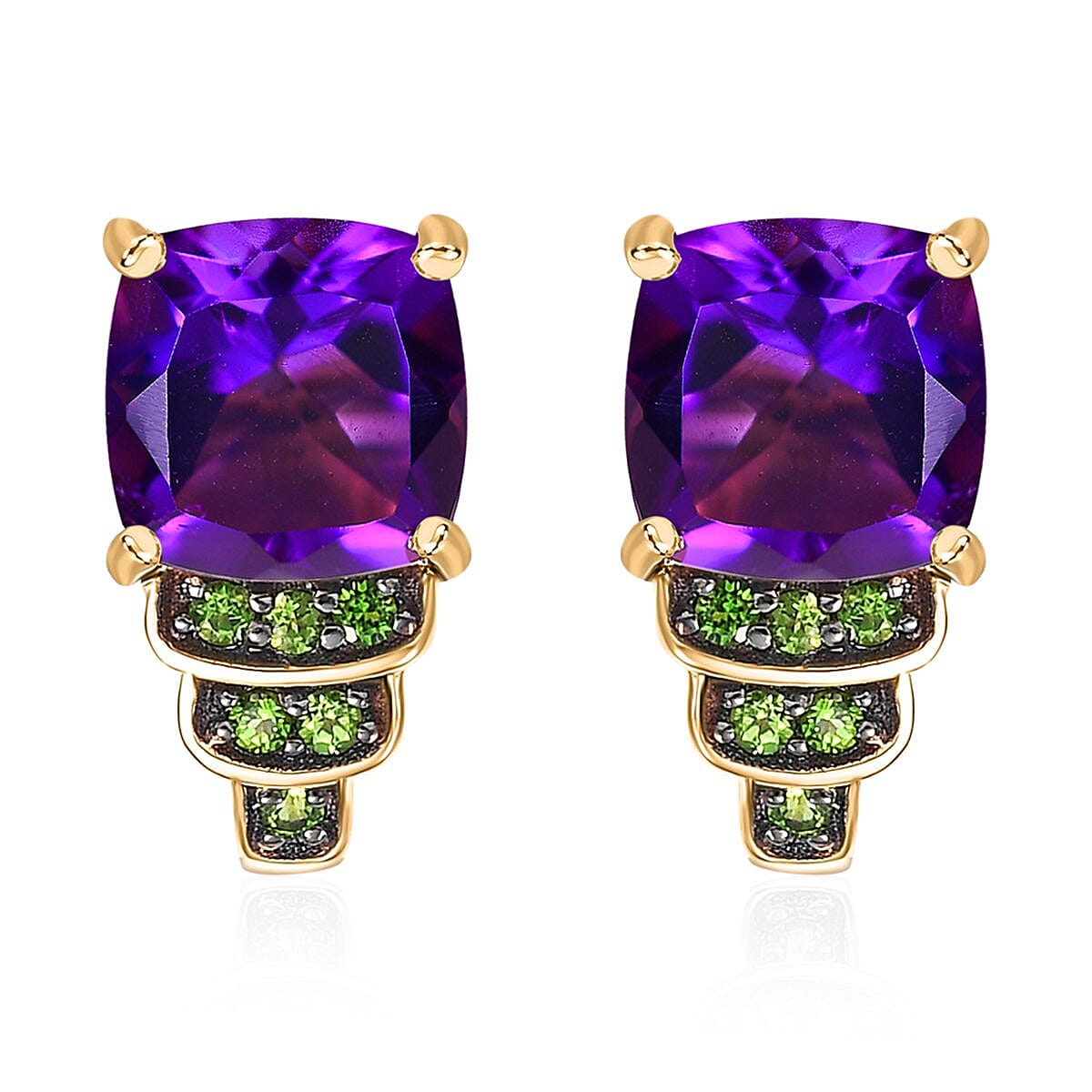 Kagem Zambian Amethyst and Multi Gemstone 3.10 ctw Stud Earrings in 18K Vermeil Yellow Gold Over Sterling Silver