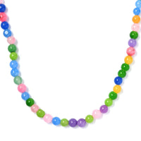Multi Jade (D) 132.00 ctw Beaded Necklace in Stainless Steel 20 Inches