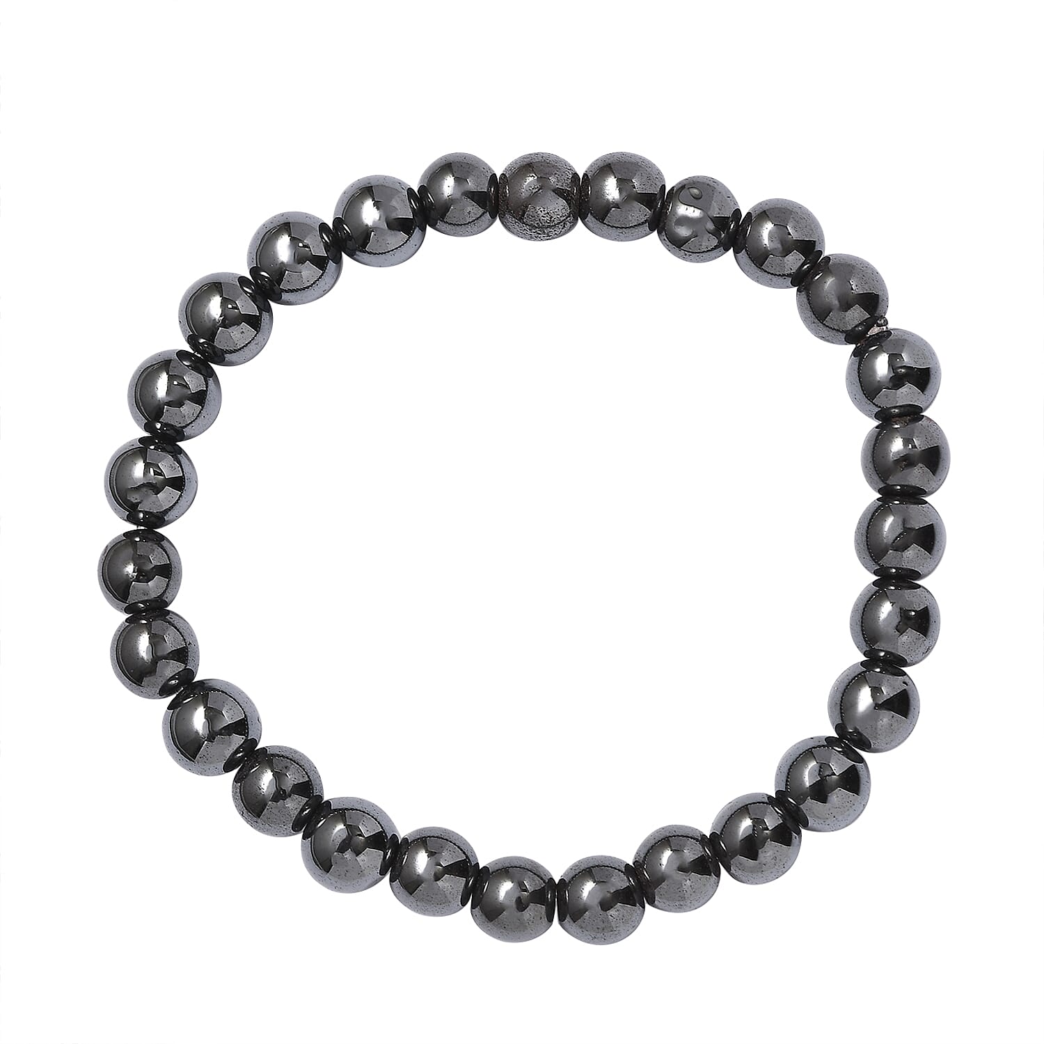 Hematite 162.00 ctw Beaded Stretch Bracelet