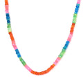 Multi Opal (D) 40.00 ctw Beaded Necklace in Rhodium Over Sterling Silver 18 Inches - Sticky add to cart bar