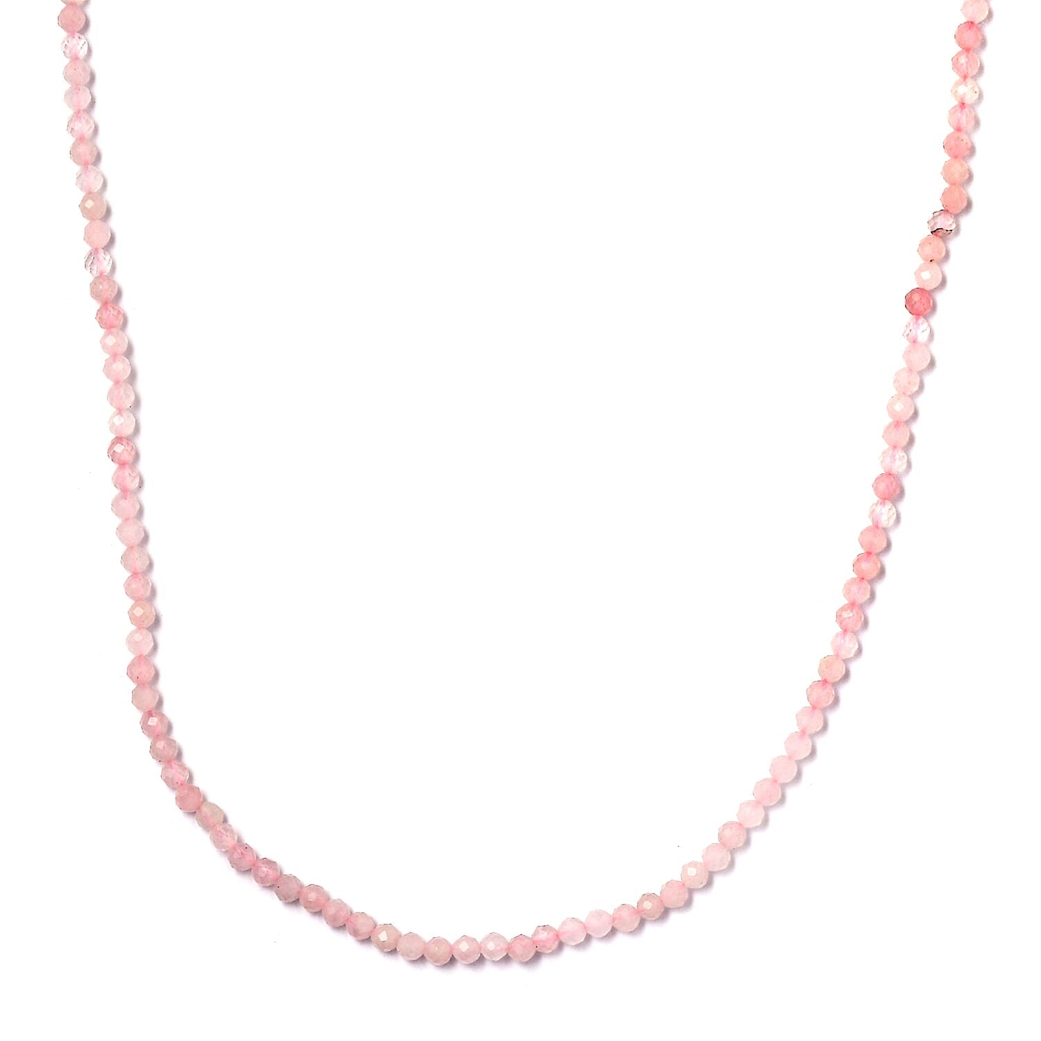 Galilea Rose Quartz 40.00 ctw Beaded Necklace in Rhodium Over Sterling Silver 18 Inches