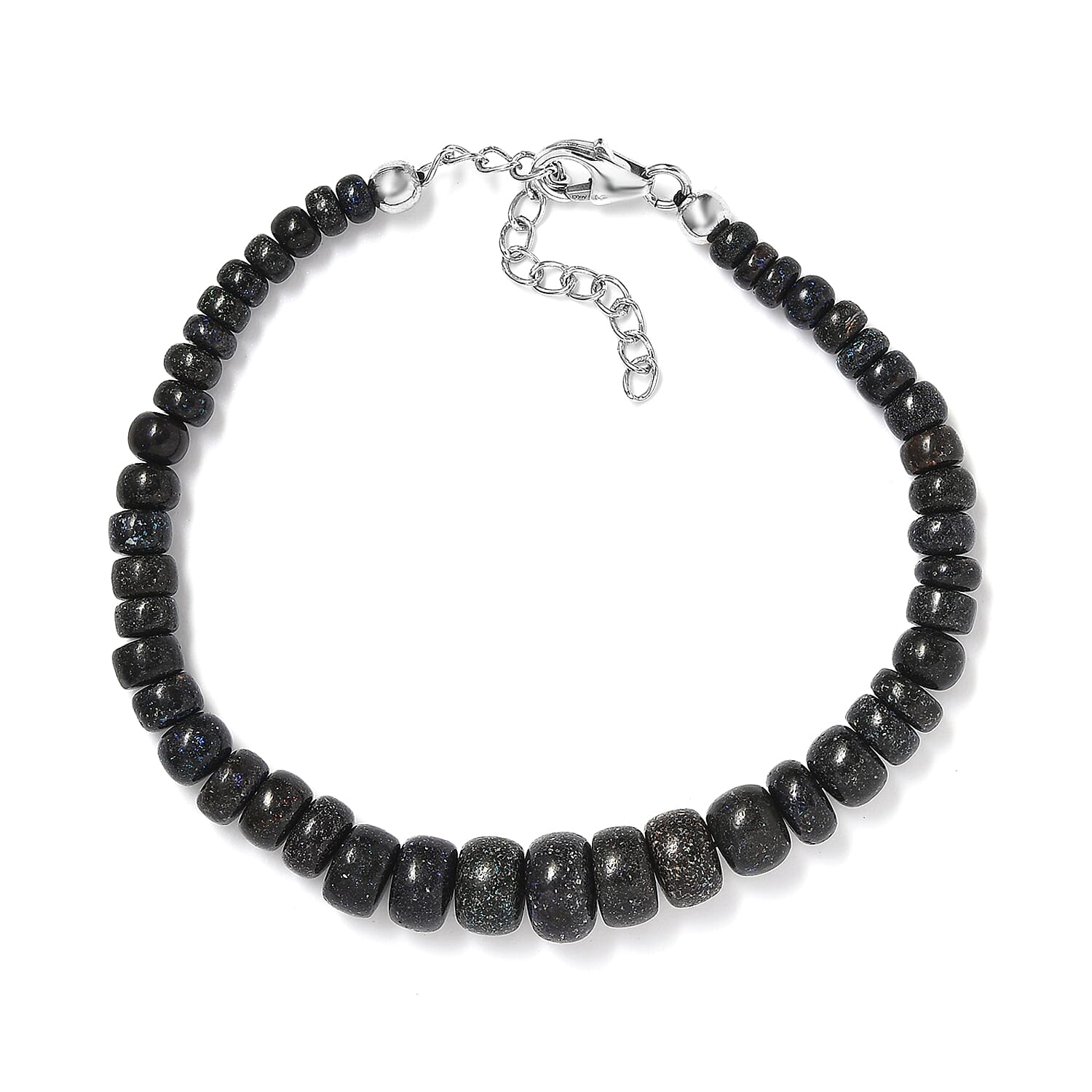 Andamooka Opal 45.00 ctw Beaded Bracelet in Rhodium Over Sterling Silver (7.25 In)