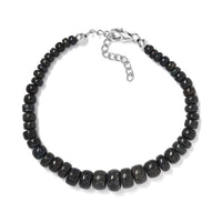 Andamooka Opal 45.00 ctw Beaded Bracelet in Rhodium Over Sterling Silver (7.25 In)