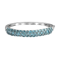 Betroka Blue Apatite Bangle Bracelet in Rhodium Over Sterling Silver (6.50 In) 10.60 ctw