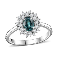 Lagoon Tourmaline, Moissanite Ring in Rhodium Over Sterling Silver (Size 10.0) 0.85 ctw