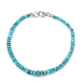 Turquoise 23.00 ctw Beaded Bracelet in Rhodium Over Sterling Silver (7.50 In) - Sticky add to cart bar