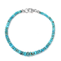 Turquoise 23.00 ctw Beaded Bracelet in Rhodium Over Sterling Silver (7.50 In)