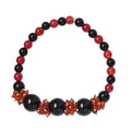 Black Agate and Red Quartzite 180.00 ctw Beaded Bracelet in Rhodium Over Sterling Silver (7.50 In) - Sticky add to cart bar