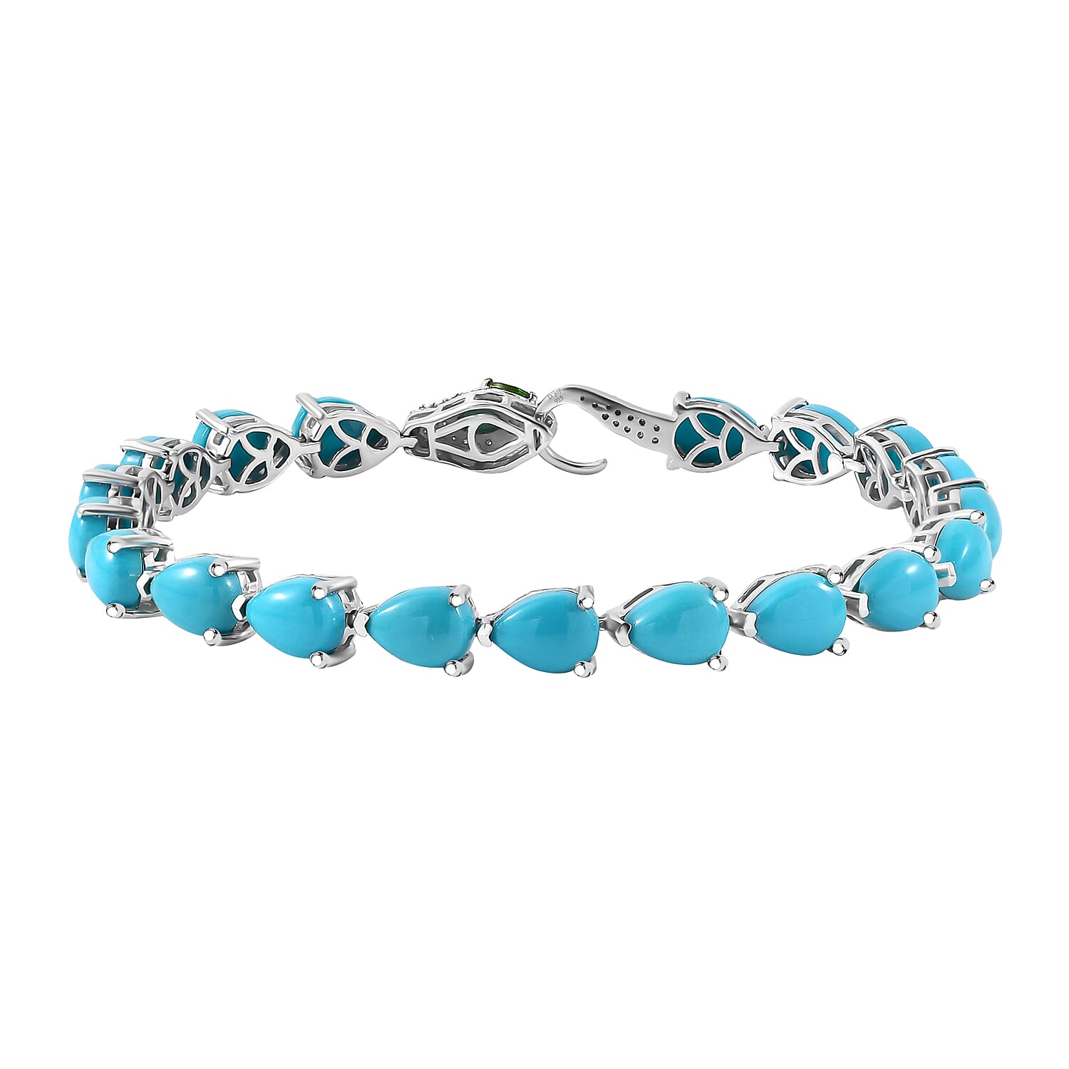 Sleeping Beauty Turquoise, Multi Gemstone Bracelet in Rhodium Over Sterling Silver (7.25 In) 20.10 ctw