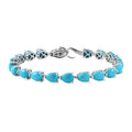 Sleeping Beauty Turquoise, Multi Gemstone Bracelet in Rhodium Over Sterling Silver (7.25 In) 20.10 ctw - Sticky add to cart bar