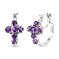 Karis African Amethyst Cross Earrings in Platinum Bond 2.70 ctw