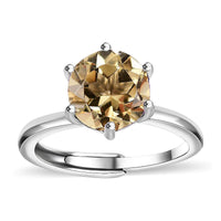 Karis Brazilian Citrine Adjustable Solitaire Ring in Platinum Bond (Size 11.0) 1.80 ctw