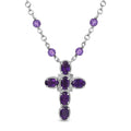 Karis African Amethyst 6.90 ctw Cross Necklace in Platinum Bond and Stainless Steel 18 Inches - Sticky add to cart bar