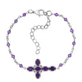 Karis African Amethyst Cross Bracelet in Platinum Bond (7.25 In) 5.50 ctw - Sticky add to cart bar