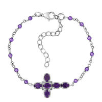 Karis African Amethyst Cross Bracelet in Platinum Bond (7.25 In) 5.50 ctw