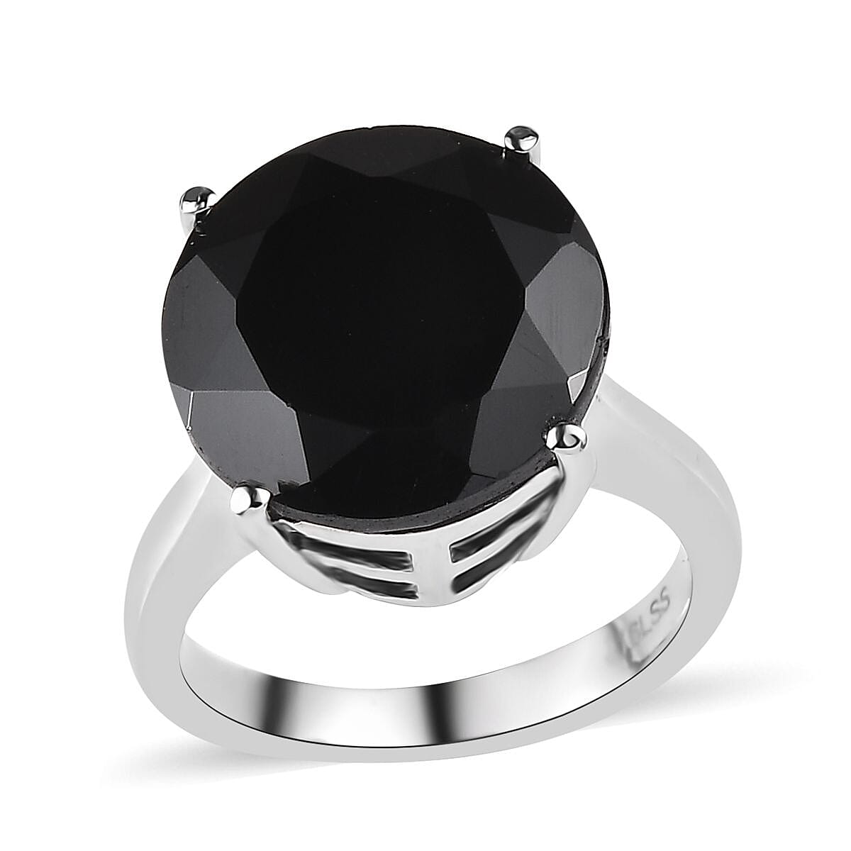 Doorbuster Thai Black Spinel 11.20 ctw Solitaire Ring in Stainless Steel