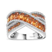 Doorbuster Yellow Sapphire, White Zircon Ring in Rhodium Over Sterling Silver (Size 7.0) 4.35 ctw