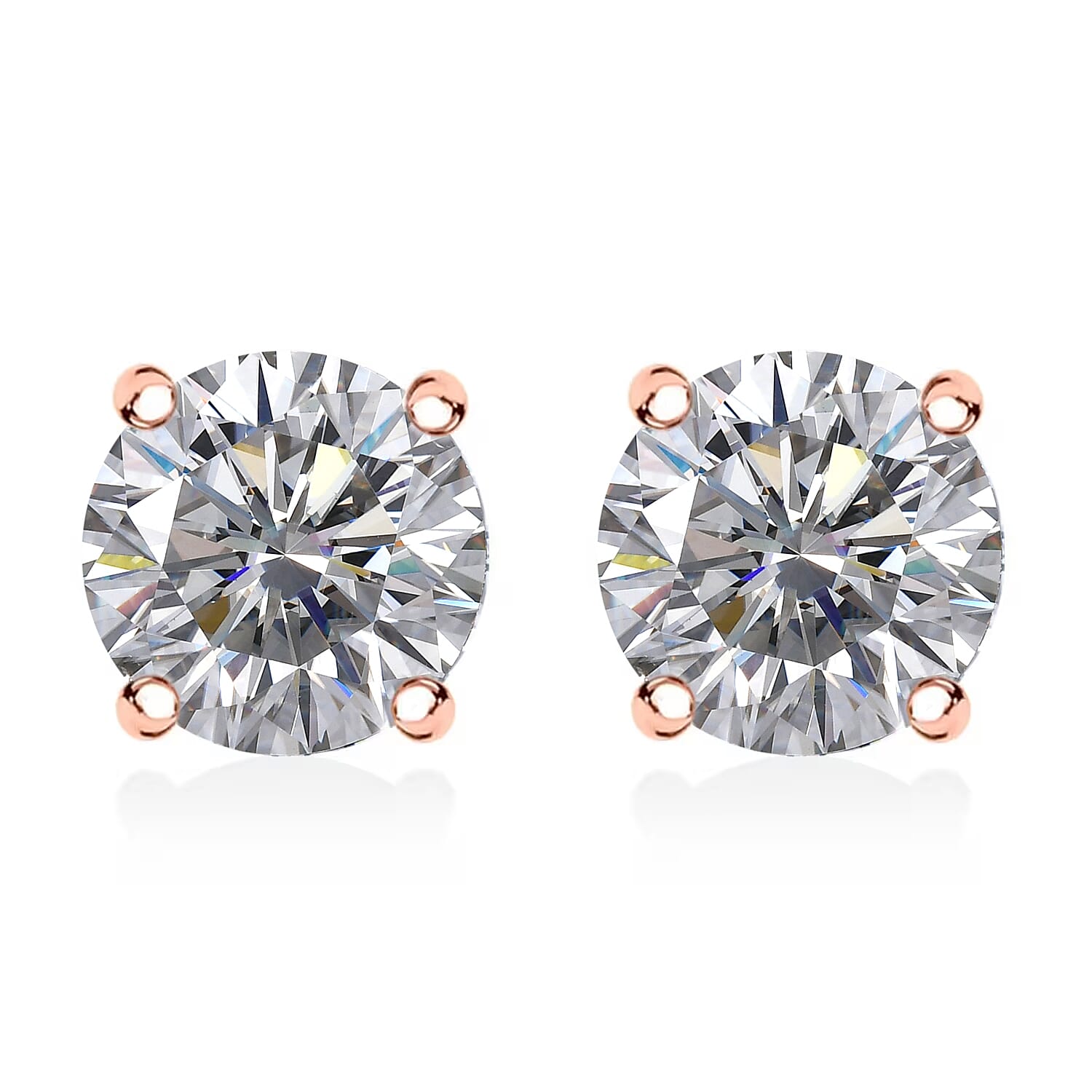 J Francis Embellished with Zirconia by Swarovski Stud Earrings in 18K RG Over Sterling Silver 2.60 ctw