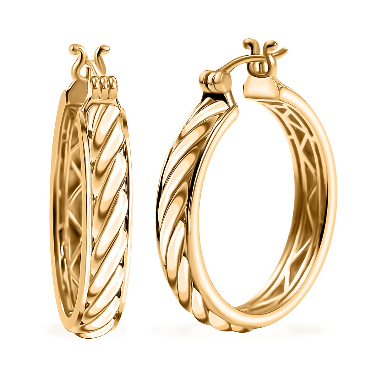EverTrue Bronzella Collection Twisted Treasure Hoop Earrings in 18K YG Plated Bronze