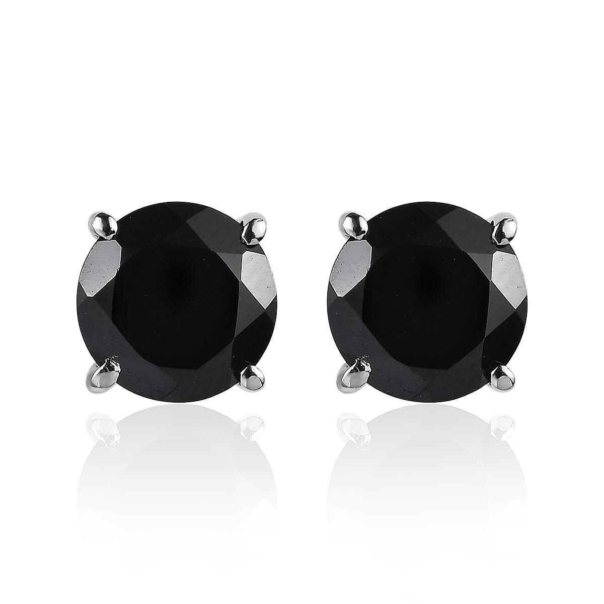 Doorbuster Thai Black Spinel Solitaire Stud Earrings in Stainless Steel 4.65 ctw