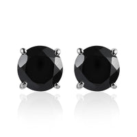 Doorbuster Thai Black Spinel Solitaire Stud Earrings in Stainless Steel 4.65 ctw