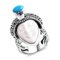 Bali Goddess Carved Bone, Multi Gemstone Ring in Sterling Silver (Size 10.0) 1.00 ctw - Sticky add to cart bar