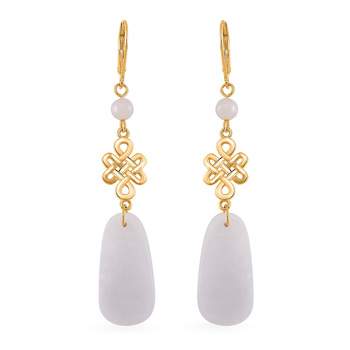 Natural Jade 21.20 ctw Lever Back Earrings in 18K Vermeil Yellow Gold Over Sterling Silver