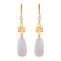 Natural Jade 21.20 ctw Lever Back Earrings in 18K Vermeil Yellow Gold Over Sterling Silver - Sticky add to cart bar