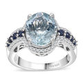 Mangoro Aquamarine, Multi Gemstone Ring in Rhodium Over Sterling Silver (Size 7.0) 4.00 ctw - Sticky add to cart bar