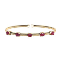 Doorbuster Luxoro 10K Yellow Gold AAA Montepuez Ruby Bangle Bracelet (7.25 In) (6.90 g) 3.00 ctw