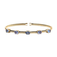 Luxoro AAA Ceylon Blue Sapphire 2.75 ctw Cuff Bracelet in 10K Yellow Gold (7.25 In) 7 Grams