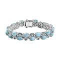 Premium Larimar, Multi Gemstone Bracelet in Rhodium Over Sterling Silver (7.25 In) 29.70 ctw - Sticky add to cart bar