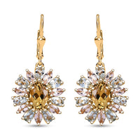 Brazilian Heliodor and Multi Beryl Family 7.15 ctw Sunlit Blossom Earrings in 18K Vermeil Yellow Gold Over Sterling Silver