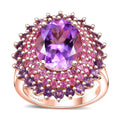 Moroccan Rose and Multi Gemstone 7.00 ctw Twilight Blossom Ring in 18K Vermeil Rose Gold Over Sterling Silver (Size 10.0) - Sticky add to cart bar