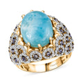 Premium Larimar, Multi Gemstone Ring in 18K Vermeil YG Over Sterling Silver (Size 10.0) 13.20 ctw - Sticky add to cart bar
