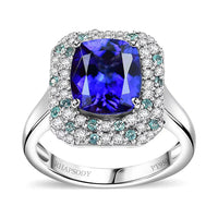 Certified & Appraised Rhapsody AAAA Tanzanite, Paraiba Tourmaline and E-F VS Diamond 4.25 ctw Ring in 950 Platinum 8.20 Grams