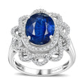 Kashmir Kyanite, Moissanite Galaxy Ring in Rhodium Over Sterling Silver (Size 8.0) 5.35 ctw - Sticky add to cart bar