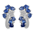 Kashmir Kyanite and White Zircon 3.40 ctw Shooting Star Earrings in Rhodium Over Sterling Silver - Sticky add to cart bar