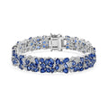 Kashmir Kyanite and White Zircon 27.85 ctw Shooting Star Bracelet in Rhodium Over Sterling Silver (7.25 In) - Sticky add to cart bar