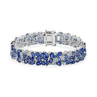 Kashmir Kyanite and White Zircon 27.85 ctw Shooting Star Bracelet in Rhodium Over Sterling Silver (7.25 In)