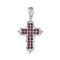 J Francis Embellished with Tanzanite Color Crystal by Swarovski Cross Pendant in Platinum Bond - Sticky add to cart bar