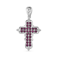 J Francis Embellished with Tanzanite Color Crystal by Swarovski Cross Pendant in Platinum Bond