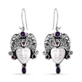Bali Goddess Carved Bone and Multi Gemstone 2.70 ctw Earrings in Sterling Silver - Sticky add to cart bar