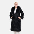 Tamsy Black Luxe Faux Fur Tranch Coat - One Size Missy - Sticky add to cart bar