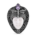 Bali Goddess Carved Bone and Rose De France Amethyst 1.80 ctw Pendant without Chain in Sterling Silver - Sticky add to cart bar