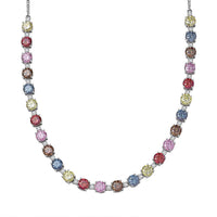 Colors of Moissanite 26.40 ctw Rainbow Radiance Necklace in Rhodium Over Sterling Silver 18-20 Inches