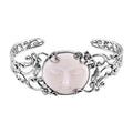 Bali Goddess Carved Bone Floral and Leaf Cuff Bracelet in Sterling Silver (7.25 In) - Sticky add to cart bar