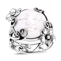 Bali Goddess Carved Bone Ring in Sterling Silver (Size 10.0)