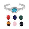 Seven Chakra Multi Gemstone 59.50 ctw Bangle Bracelet in Stainless Steel (7.0 In) - Sticky add to cart bar