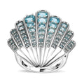 Doorbuster Premium Betroka Blue Apatite Sea-Shell Ring in Rhodium Over Sterling Silver (Size 10.0) 2.90 ctw - Sticky add to cart bar
